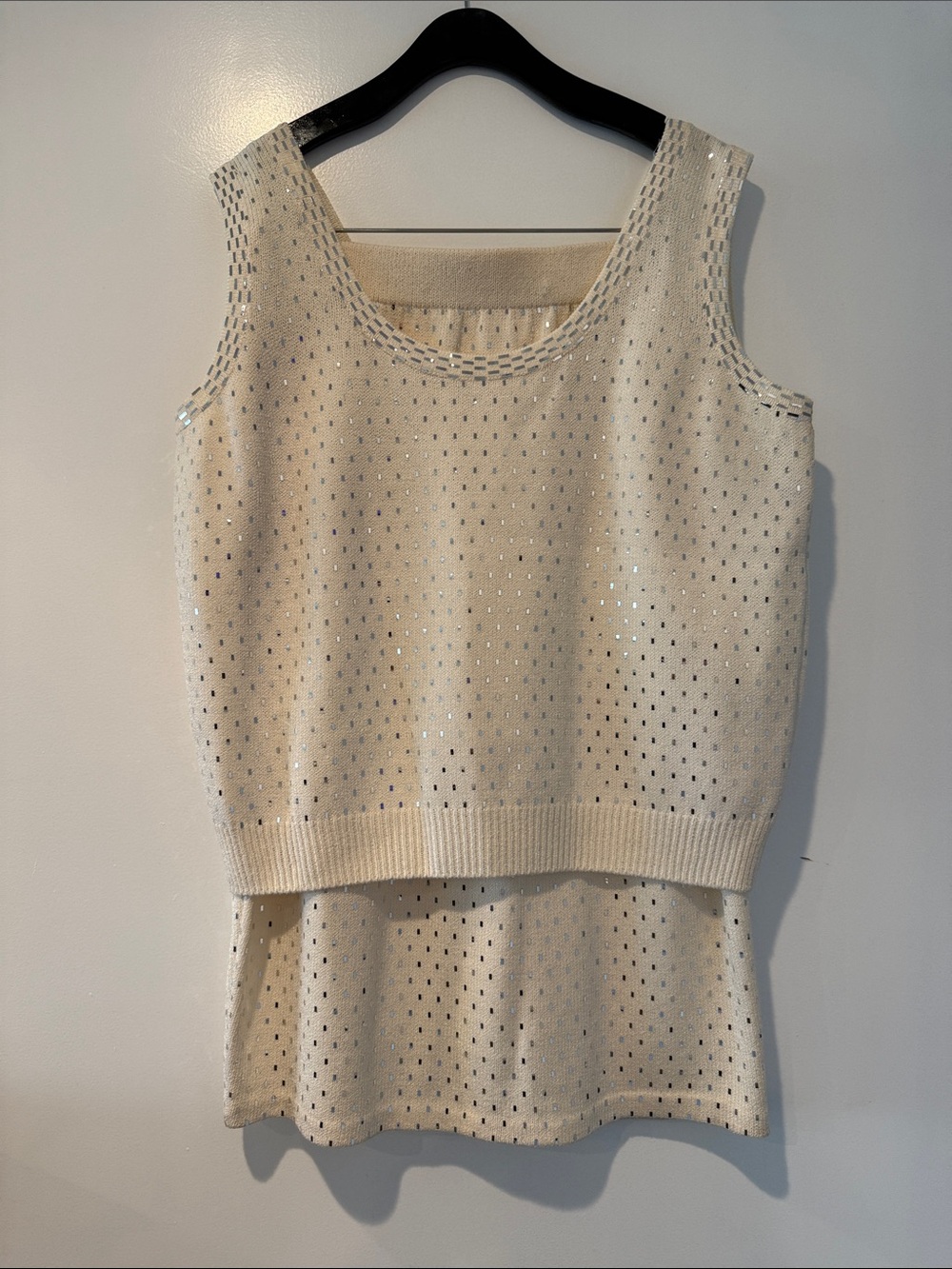 St. John Collection Cream Sequin Knit Two-Piece Set